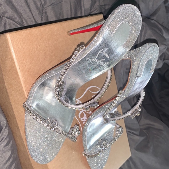 Christian Louboutin Silver Glitter “ Just Queen “ Heels - Picture 8 of 9